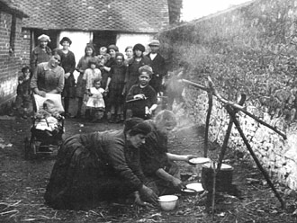 Pickers in their camp